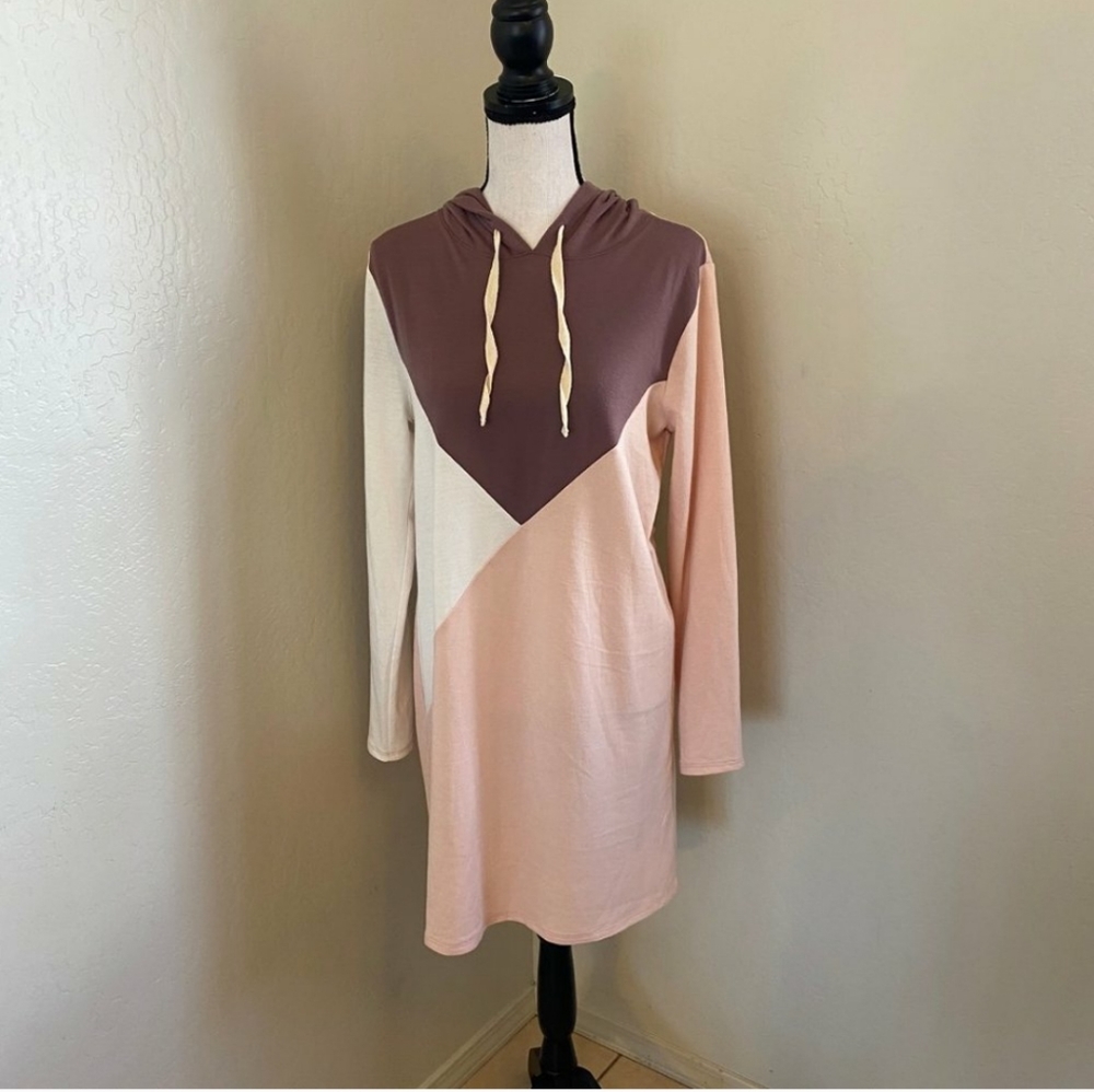 **ISO** Venus Colorblock Hooded Sweater Dress